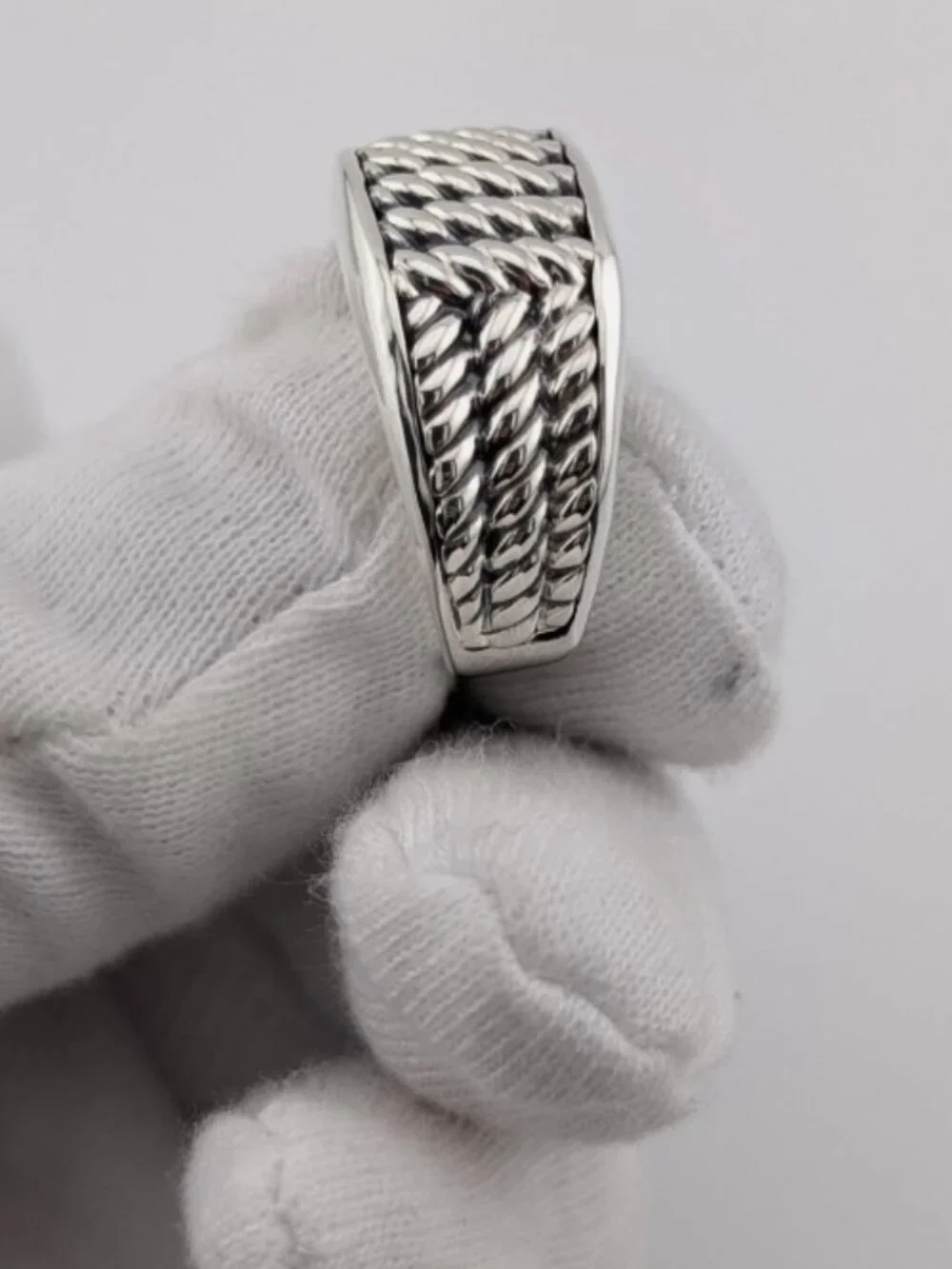 David Yurman Men's Maritime 3 Sided Narrow Rope Ring in Sterling Silver Size 10